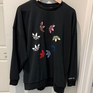 Adidas Black Adicolor Shattered Trefoil oversized Sweatshirt size S